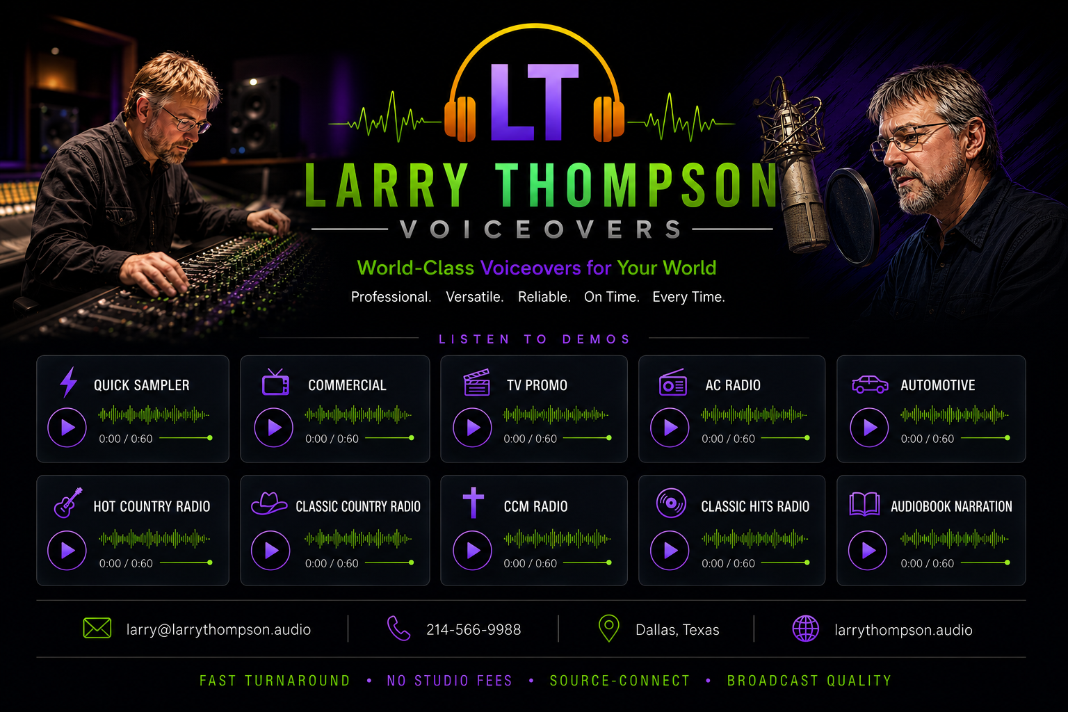 Larry Thompson Voiceovers demo page